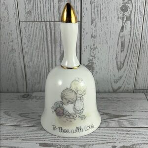 1989 Precious Moments White Bell with Gold Detailing